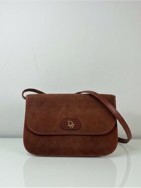 Dior Vintage Brown Suede Shoulder Bag